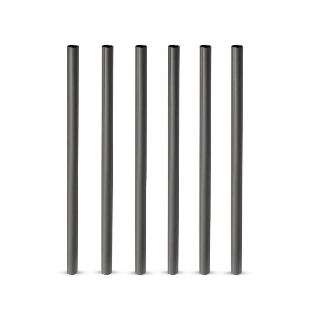 Lowball Straws - Set of 6 by Viski - Gunmetal Finish - 5" - Boxed